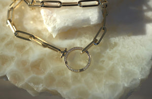 Charm Keeper & Paperclip Chain Necklace