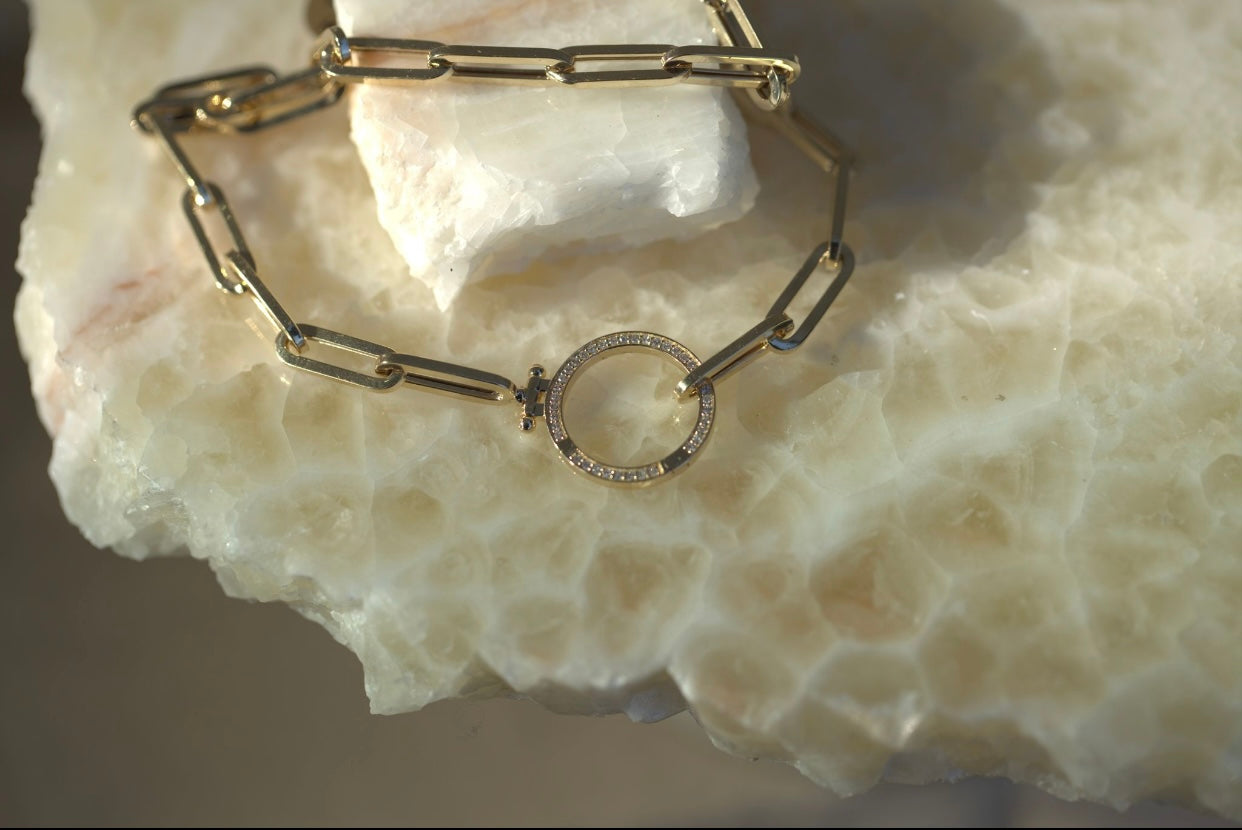 Charm Keeper & Paperclip Chain Necklace