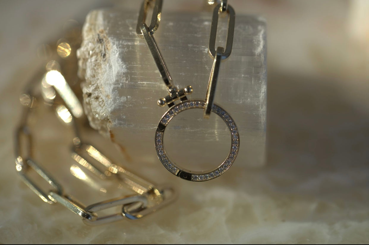 Charm Keeper & Paperclip Chain Necklace