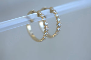 Rosebud Graduating Diamond Hoop Earrings