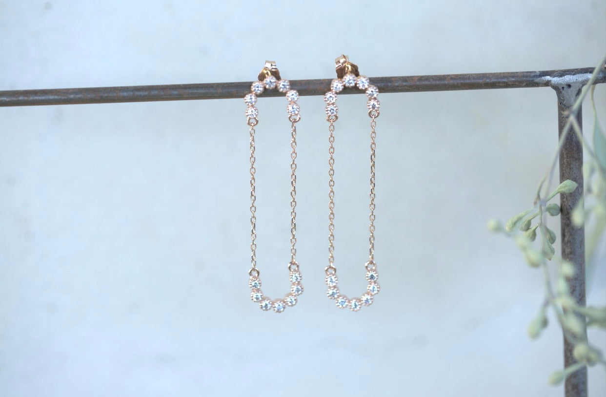 Horseshoe Diamond Drop Earrings
