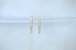 Rosebud Graduating Diamond Hoop Earrings