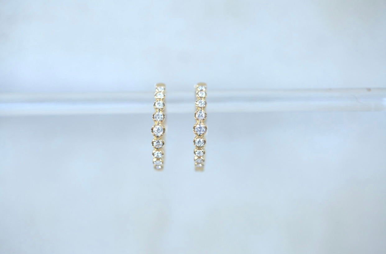 Rosebud Graduating Diamond Hoop Earrings