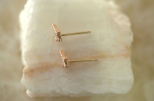 Small Diamond Bent Cross Stud Earrings