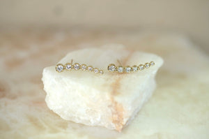 Rosebud Diamond Bar Stud Earrings