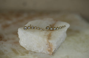 Rosebud Diamond Bar Stud Earrings