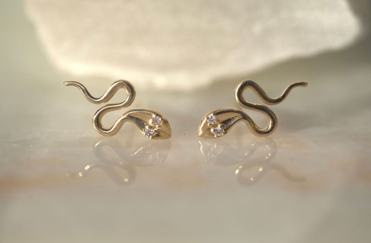 Baby Snakes Diamond Stud Earrings