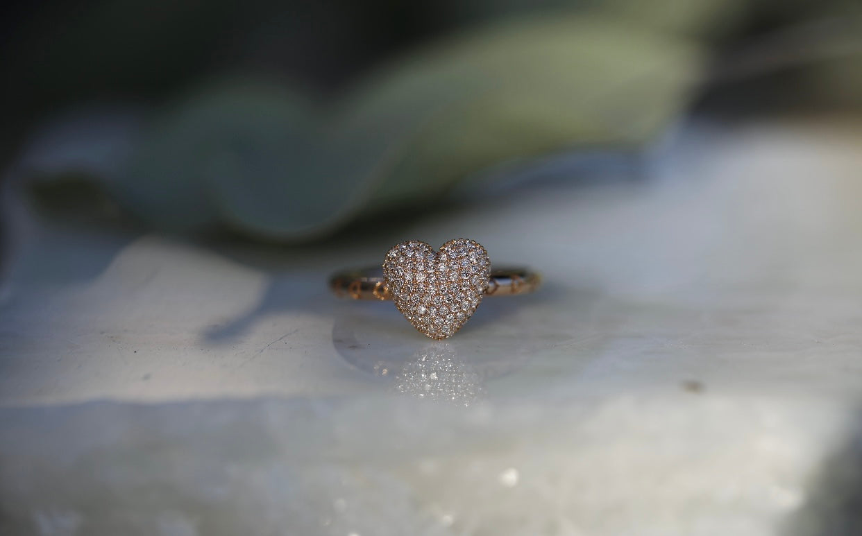 Bubble Heart Pave Diamond Ring