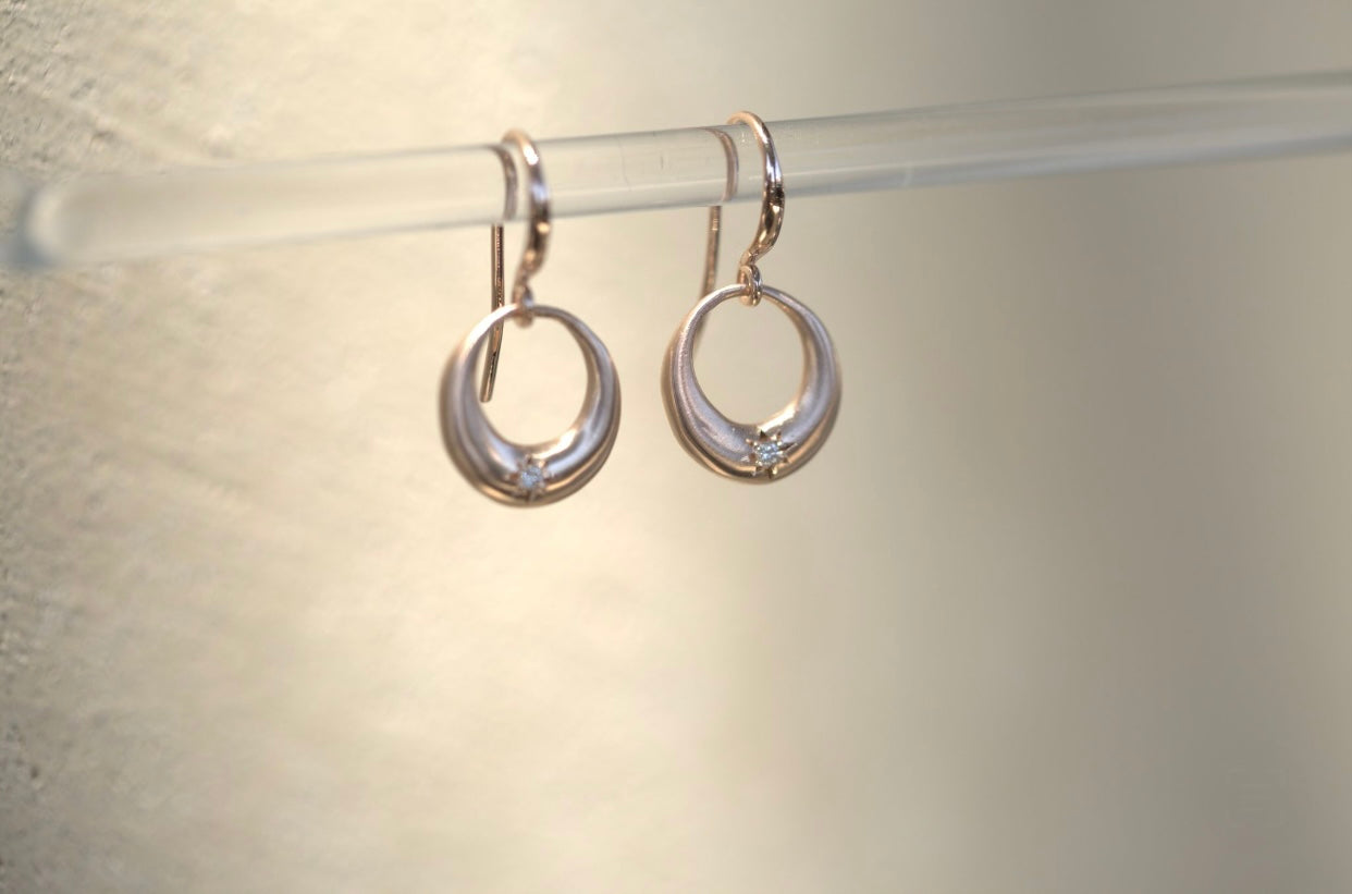 Little Moon & Diamond Drop Earrings