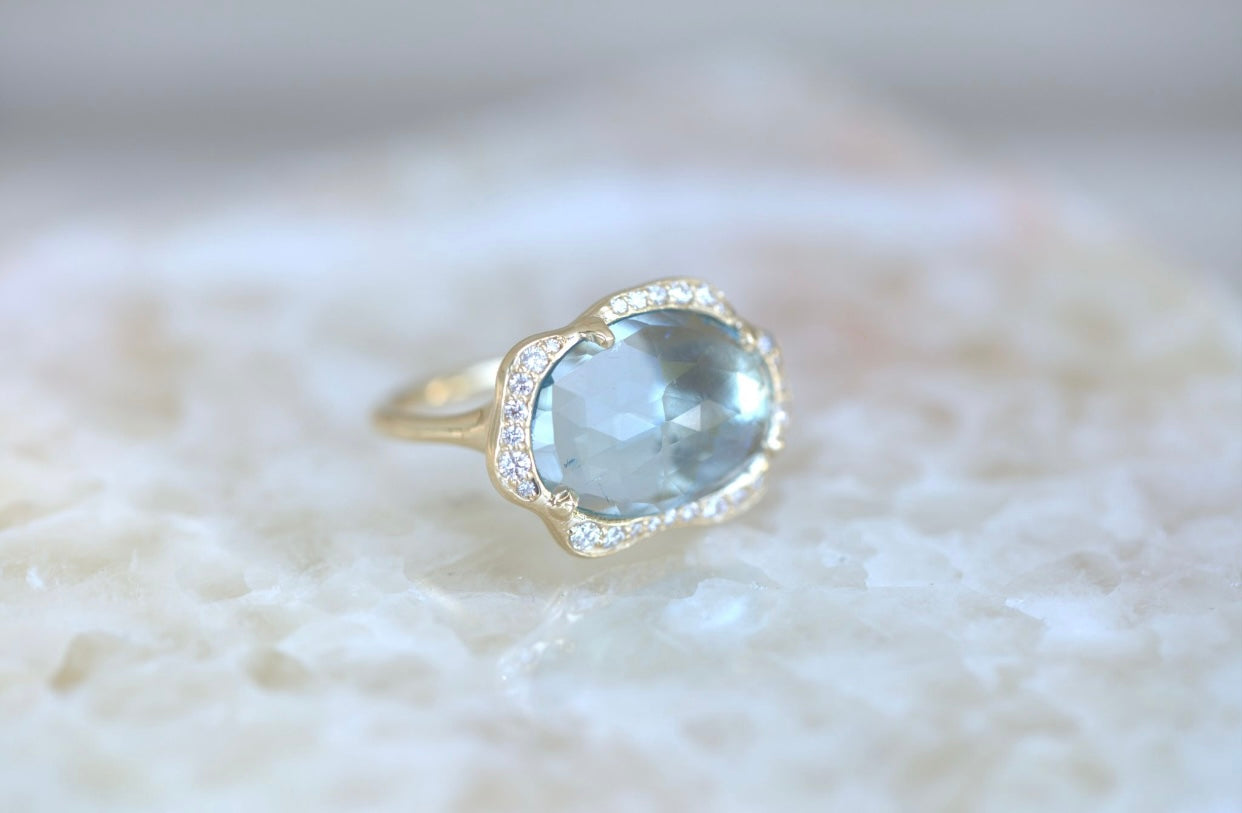 Mermaid Aquamarine & Diamond Ring