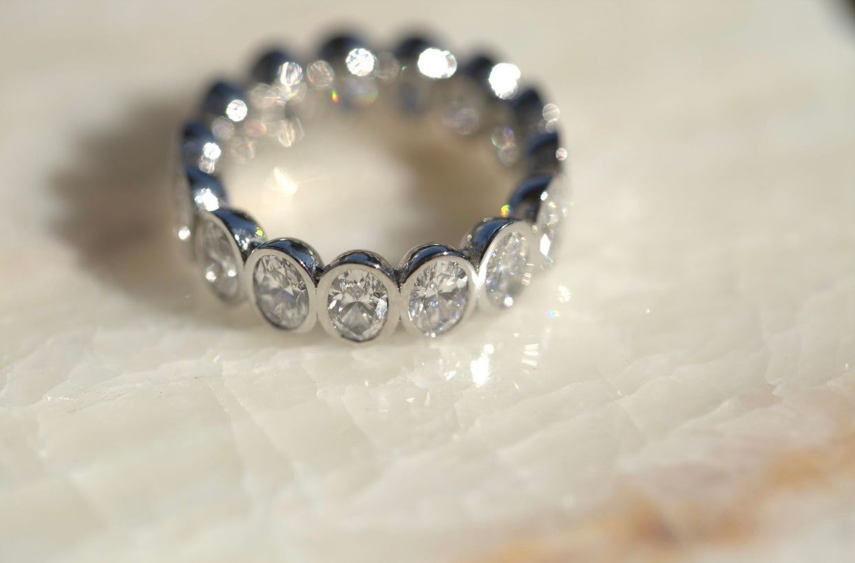 Oval Lab Diamonds Bezel Set Eternity Band