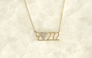 Zipcode Diamond Heart Name Plate Necklace