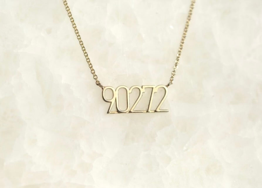 Zipcode Name Plate Necklace
