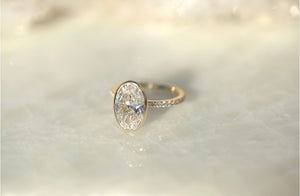 3.45ct Oval Lab Diamond Bezel Engagement Ring