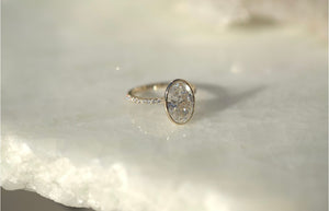 3.45ct Oval Lab Diamond Bezel Engagement Ring