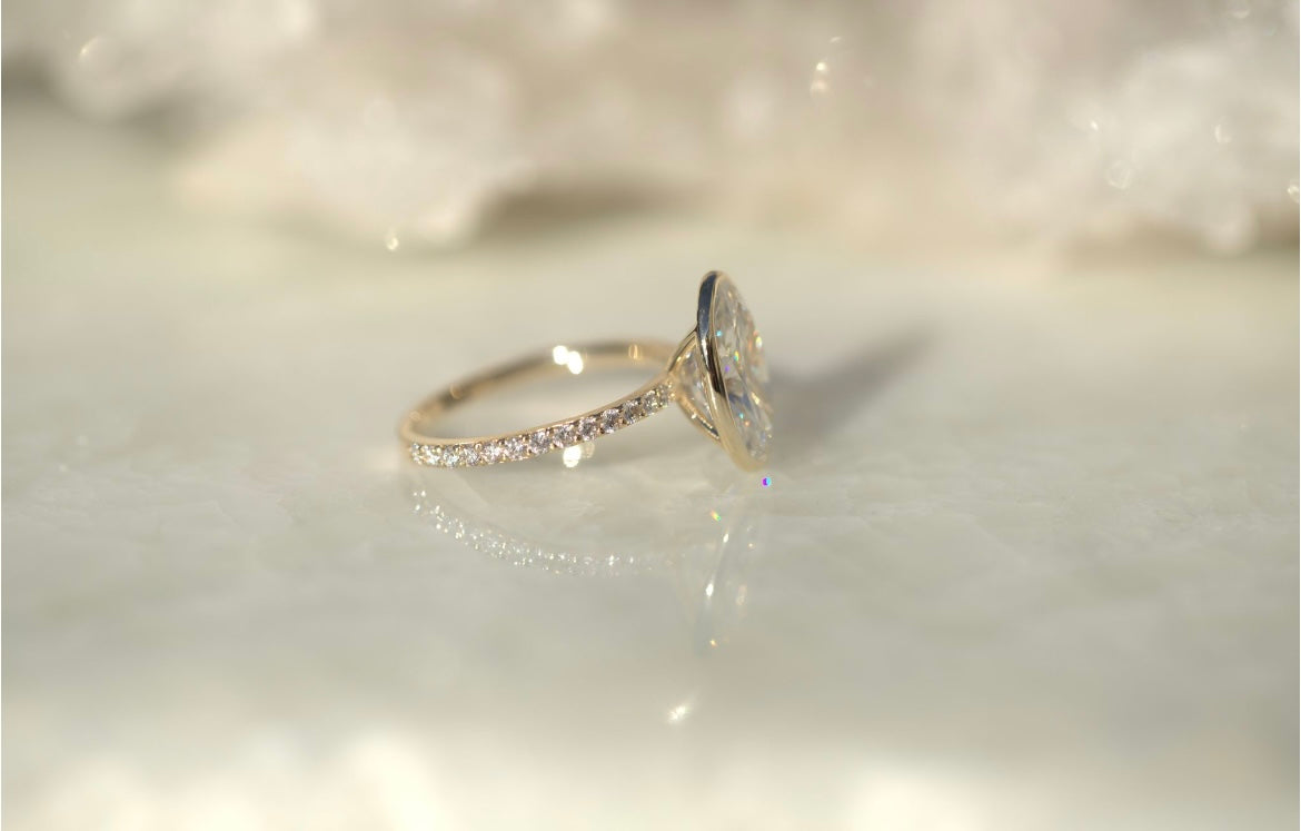 3.45ct Oval Lab Diamond Bezel Engagement Ring