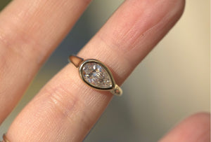 1.05CT Pear Lab Diamond Bezel Set East West