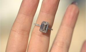 2.5CT Emerald Lab Diamond Bezel Engagement Ring