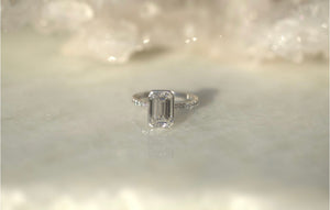 2.5CT Emerald Lab Diamond Bezel Engagement Ring