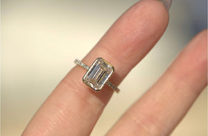 2.6CT Emerald Lab Diamond Bezel Engagement Ring