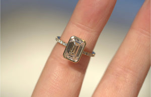 2.6CT Emerald Lab Diamond Bezel Engagement Ring