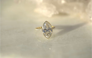 4.18CT Marquise Lab Diamond Bezel Engagement Ring