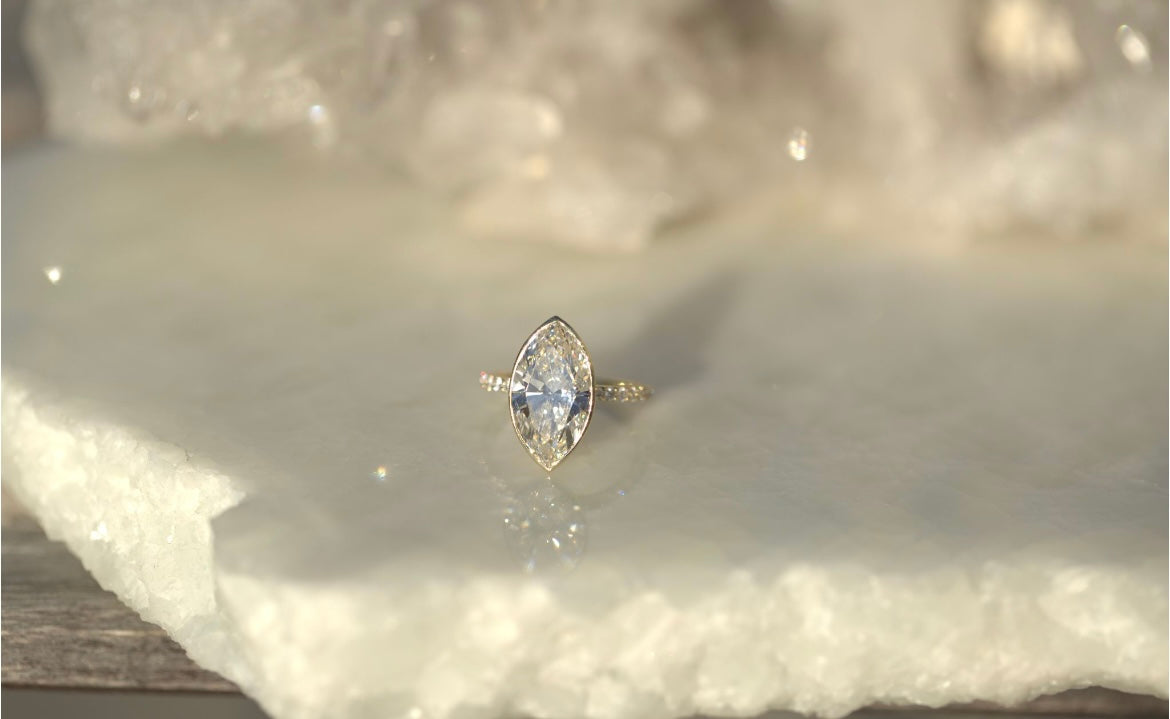 4.18CT Marquise Lab Diamond Bezel Engagement Ring