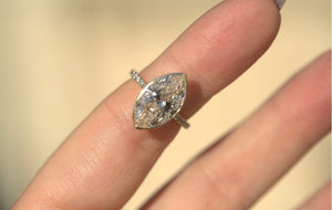 4.18CT Marquise Lab Diamond Bezel Engagement Ring