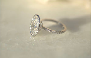 4.5CT Oval Lab Diamond Bezel Engagement Ring