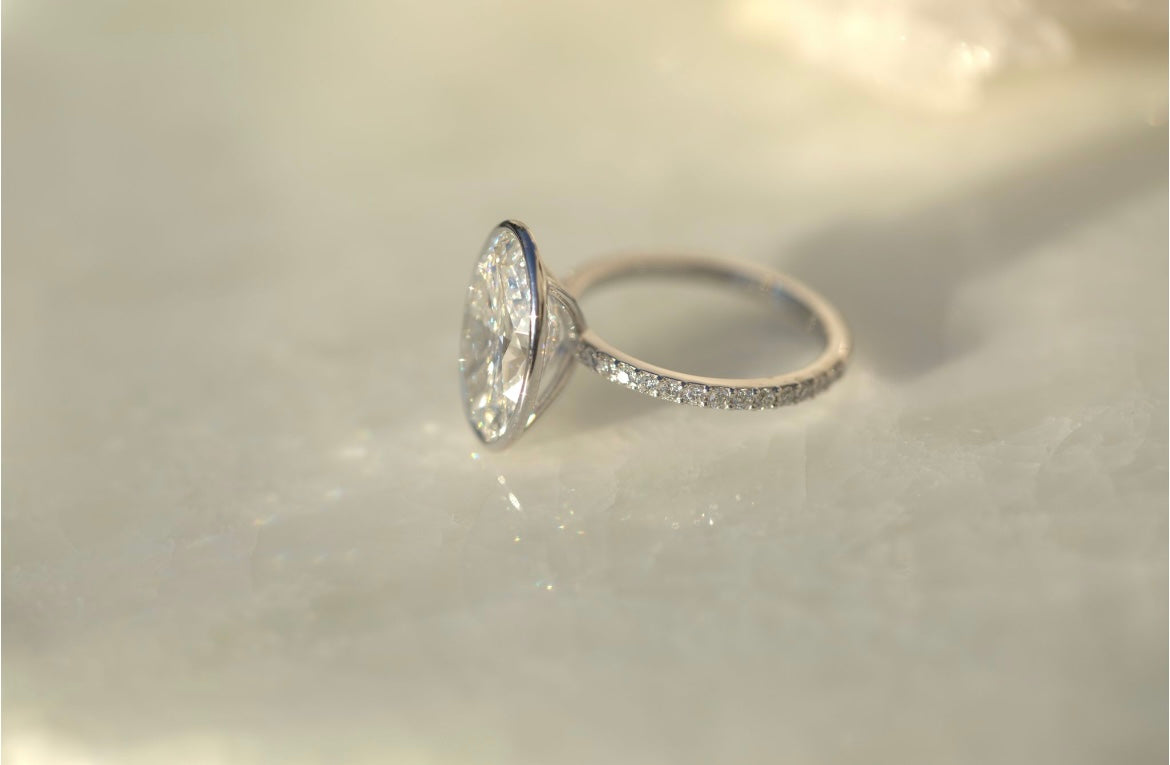 4.5CT Oval Lab Diamond Bezel Engagement Ring