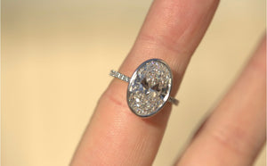 4.5CT Oval Lab Diamond Bezel Engagement Ring