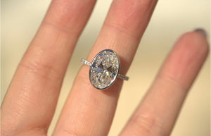 4.5CT Oval Lab Diamond Bezel Engagement Ring