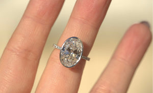 4.5CT Oval Lab Diamond Bezel Engagement Ring
