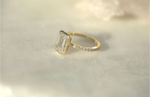 2.6CT Emerald Lab Diamond Bezel Engagement Ring