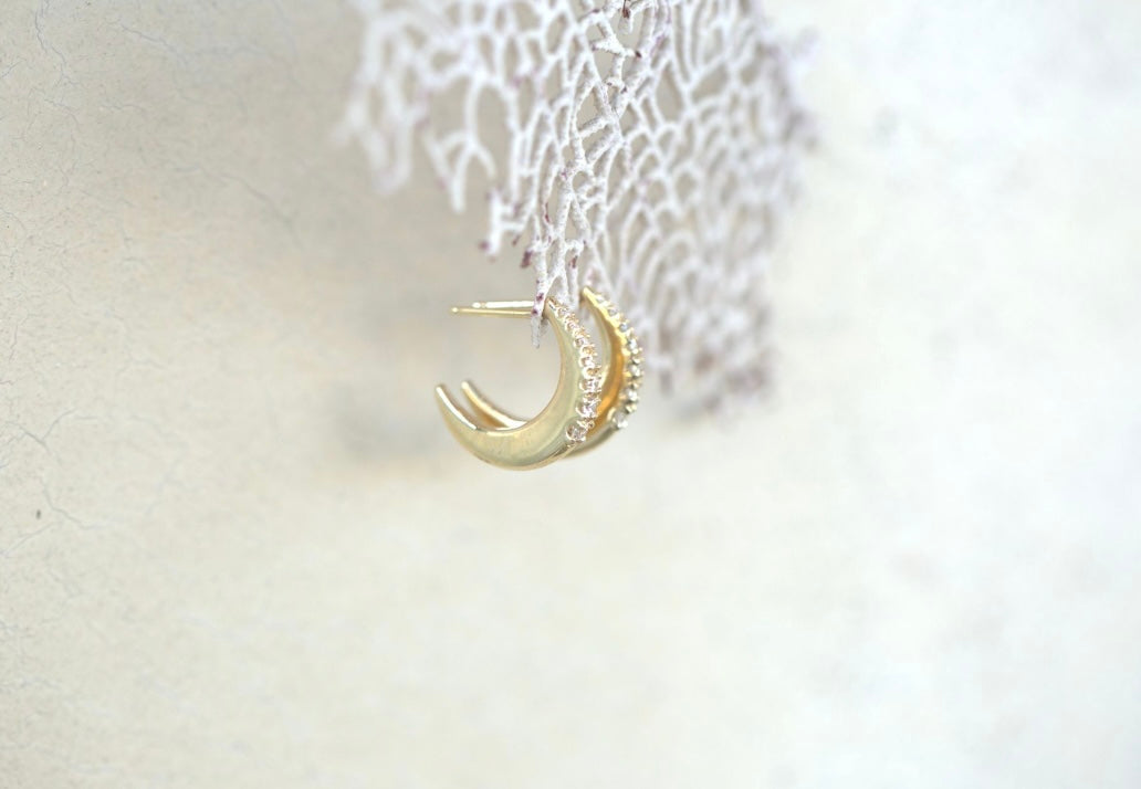 Crescent Moon Diamond Earrings