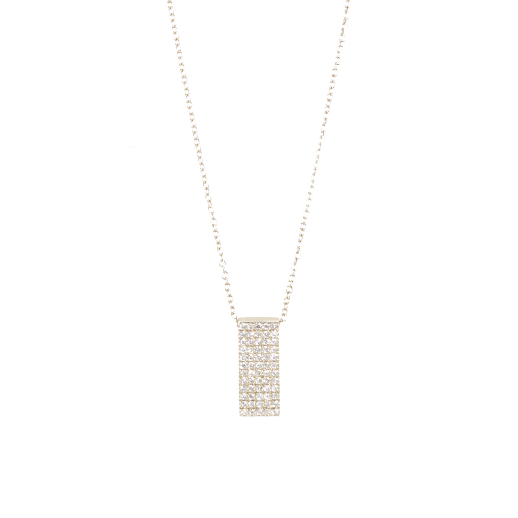 Rectangle Pave Diamond Tag Necklace