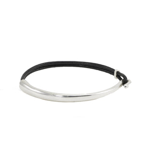 Silver Hook & Leather Bracelet