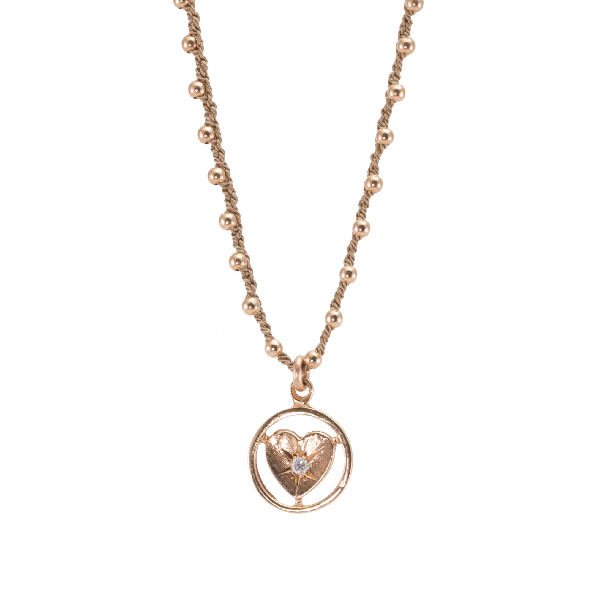 Vintage Heart Diamond Silk Necklace