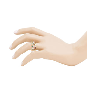 Triple Bezel Ruby & Diamond Ring
