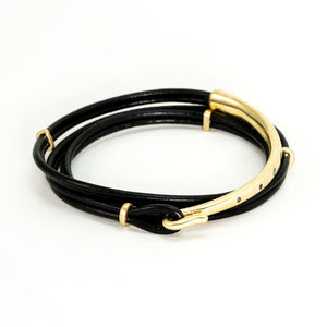 Black Diamond Leather Wrap Bracelet