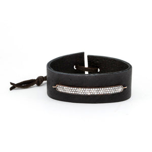 Pave Bar Leather Bracelet