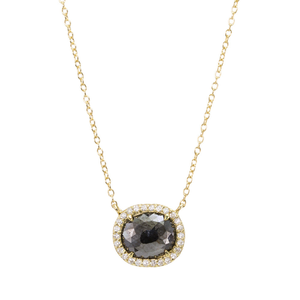 Black Diamond Halo Necklace