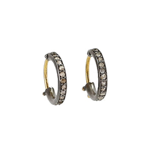 Champagne Diamond Black Rhodium Huggie Earrings