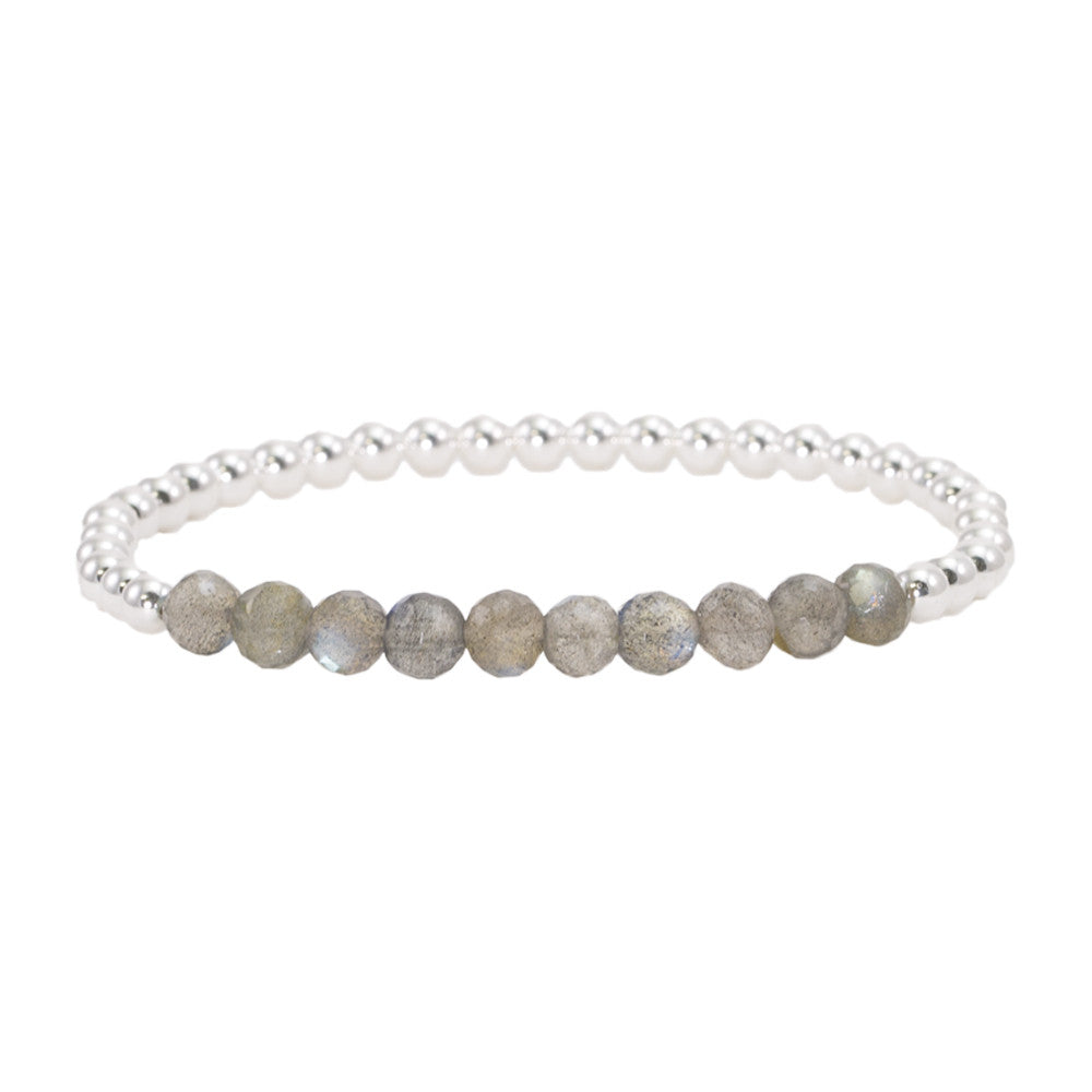 4mm Sterling Silver Beads with Labradorite Bracelet