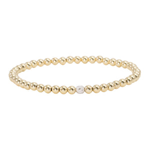 4mm Gold Filled with 14k Gold and Pave Diamond Bead Bracelet