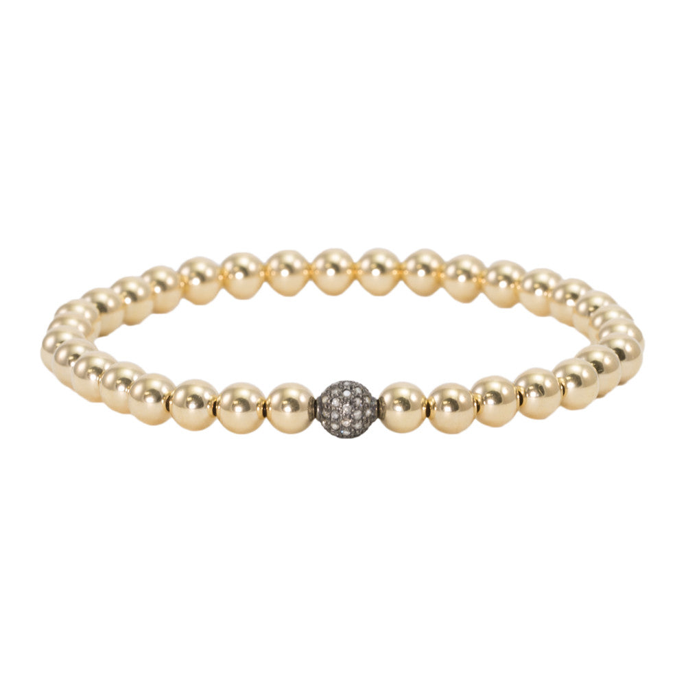 5mm Gold Filled Beads with Champagne Diamond Bead Bracelet