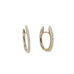 Deep Oval Diamond Huggie Earrings