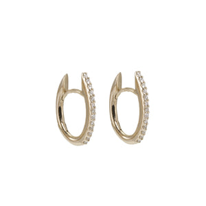 Deep Oval Diamond Huggie Earrings