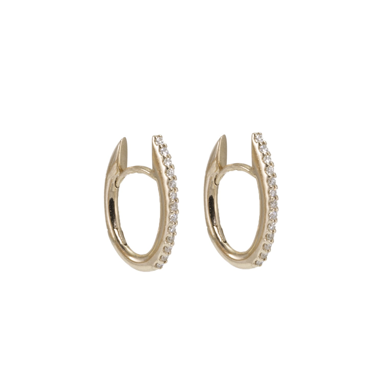 Deep Oval Diamond Huggie Earrings