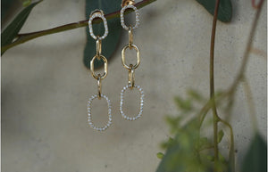 Chain Diamond Link Drop Earrings